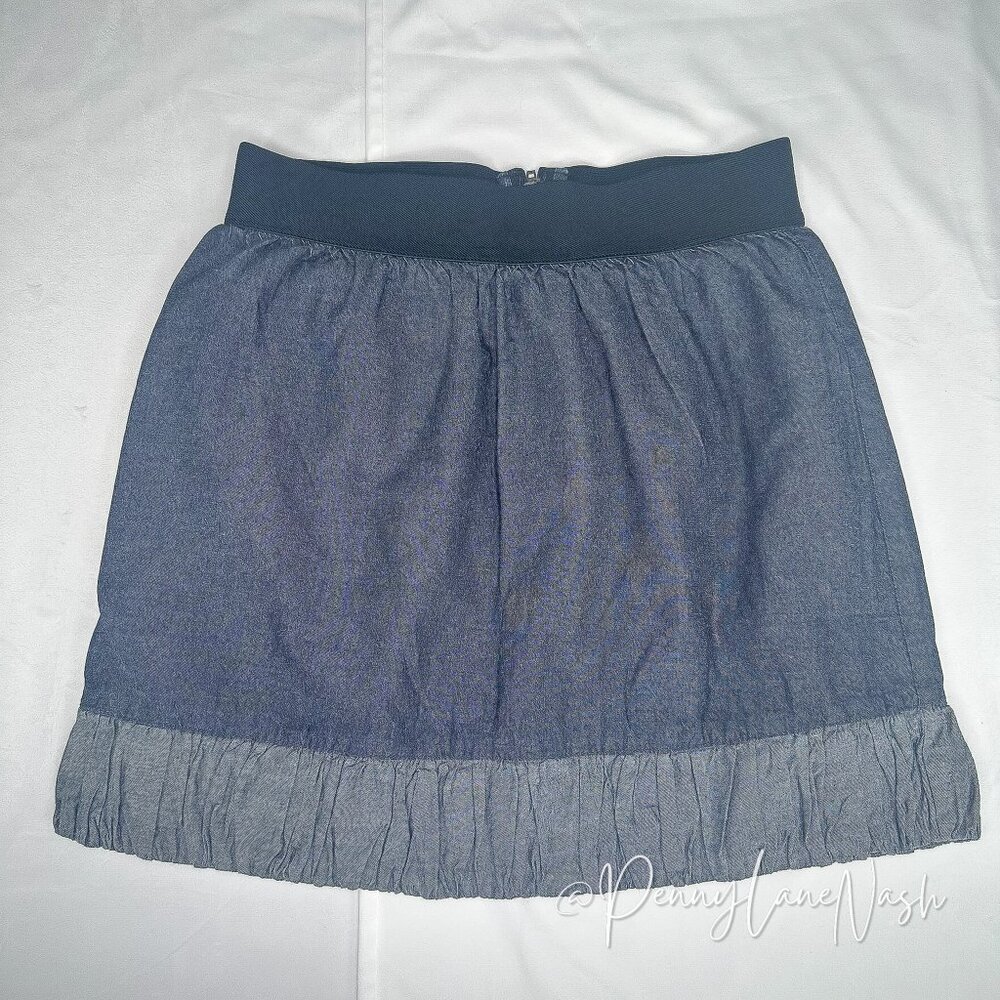 BCBGeneration Chambray Ruffle Hem Mini Skirt Size XS